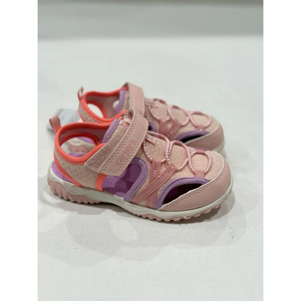 CARTERS Toddelr Girls Pink Sandals 11 Slip On Kwando Walking Shoes Summer New